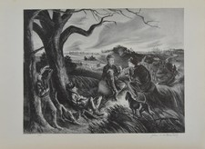 Vintage 1930's Art Print Blue Valley Fox Hunt John Martelly Print Wall Décor picture