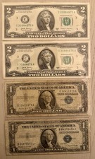1935G NO MOTTO $1 Silver Certificate 1957A + 2017A $2 Sequential Pair US picture