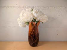 Large Signed Studio Art Glass Vase 2010 Tortoise Shell Orange 11