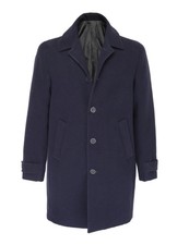 NWT EZZELINO OVERCOAT navy blue stretch wool cotton luxury Italy 56 2XL picture
