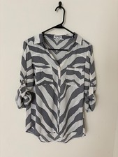 Express Portofino Womens Small Button Down Gray Animal Print  picture