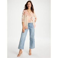 Chico's Frayed Contrast Girlfriend Wide Crop Jeans NWT SIZE 0.5 or Size 6 picture