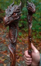 ART-wooden walking stick Hand Carved handmade DRAGON wooden walking gift A picture