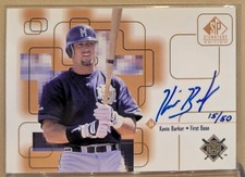 1999 SP Signature Edition GOLD AUTO  Kevin Barker Brewers ON CARD AUTOGRAPH /50 picture