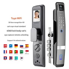 3D Face Recognition Fingerprint Password Smart Door Lock with Camera Security picture