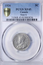 1926 Near 6 CANADA 5 Cents PCGS XF45 Tough Date SYRMB picture