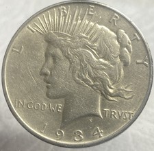 1934-D DDO Error Silver US Peace Dollar Double Die Obverse Lower Mintage Coin picture
