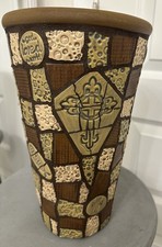 Vintage Italian Lava Glaze Pottery Vase Mid Century Mod MCM Cross Italy 31 12in picture