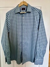 Untuckit Mens Large Relaxed Fit Blue/Green Performance Long-Sleeve Shirt picture