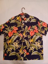 Vintage Kalaheo Birds of Paradise Magnum PI Men's 2XL Black Hawaiian Shirt USA picture
