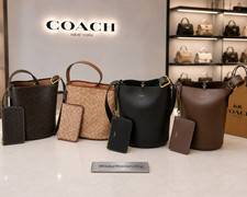 COACH Bleecker Bucket Bag Leather Shoulder Tote CCC23 iPad Wallet Outlet New picture