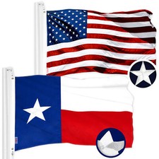 G128 Combo Pack: American & Texas TX State Flag 1x1.5 Ft Embroidered 300D Poly picture