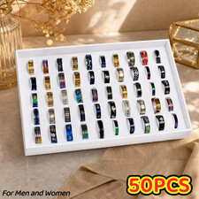 Wholesale 50pcs Lot Mixed Stainless Steel Rings Men Women Band Ring New picture