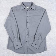 Merona Button-Up Front Pocket Long Sleeve Shirt Fits Men's Size Small Dark Gray picture