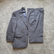 JOS A BANK Signature Collection 100% WOOL Two Piece Suit 40 S 34x28 Gray Striped picture