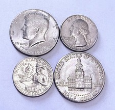 1976 Bicentennial Set of 4 Coins: Half Dollar and Quarter lot P and D mint fast  picture