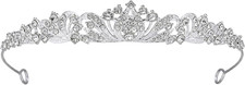 2.5cm Tall Silver Rhinestone Tiara Crown Wedding Prom Birthday Dainty Elegant picture