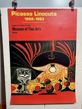 VTG ORIGINAL Picasso Linocuts MFA Boston 1968 SILKSCREEN poster VERY FINE w/ LOA picture
