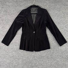 VTG My Michelle Womens 9/10 Blazer Black Velvet Cotton Y2K Whimsy Goth Jacket picture