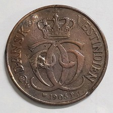 1905 Danish West Indies 1 Cent (5 Bit) coin picture