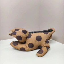 AUTH Loewe Leopard Cat Camel Brown Polka Dot Nylon Gold Hardware Shoulder Bag picture