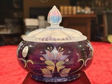 2001 Fenton Designer Showcase Royal Purple Covered Candy Dish Sign Ex Cond w/box picture
