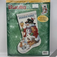 Vtg Bucilla Cross Stitch Christmas Stocking Kit 84286 Woodland Friends Sealed ☃️ picture