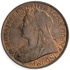 1899 Great Britain 1 Penny Bronze Coin Victoria Matron Head Nice Piece 2U picture