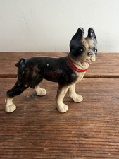 Antique Hubley Small Cast Iron Boston Terrier Dog Figurine Paperweight 3” picture