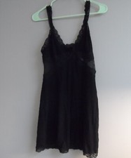 Adore Me Women's Soft Cozy Bodysuit Sleepwear Slip Gown 01580 Black Large picture