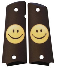 Have a Nice Day Smiley Face on Black Custom Full Size Government 1911 Grips picture