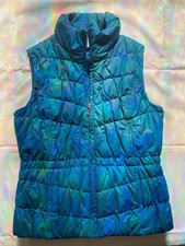 Coldwater Creek Quilted Puffer Vest Size S 8 Blue Green Iridescent Full Zip picture