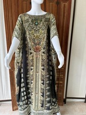 Camilla Round Neck Silk Kaftan/Dress Torero Resort Black Gold Rare One Size picture