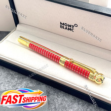 Montblanc Red Gold Rollerball Pen Luxury Executive VIP Gift Box Rare picture