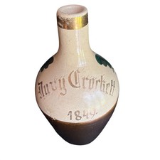Antique Davy Crockett 1849 Stoneware Whiskey Jug Two Tone Painted Pottery 7.5