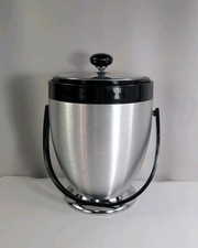 Vintage Mid Century Modern Kromex Brushed Aluminum Ice Bucket With Lid Handle picture