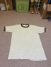 Vintage 1970s-80s Brown Blank Single Stitch Sportswear Ringer T Shirt picture