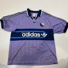 Adidas Soccer Jersey Shirt Mens M  Purple Trefoil 3 Stripes 1972 Crest HTF picture