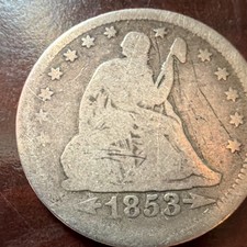1853 Seated Liberty Quarter 25C Arrows & Rays Philadelphia Business Strike picture