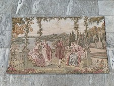 Vintage French Pictorial Tapestry Wall Hanging Romantic European Scene Large picture