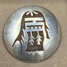 Vintage Hubert Yowytewa Hopi Silver Overlay Bolo Tie Slide HY Guild Signed picture
