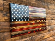 Wooden American Flag, Patriotic Flag, Charred American Flag, Rustic Designer picture
