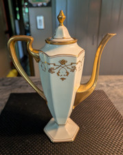 ANTIQUE B & C LIMOGES FRANCE CHOCOLATE or COFFE POT SERVER - WHITE WITH GOLD picture