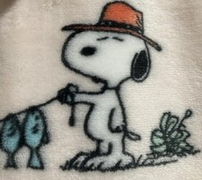 Peanuts Snoopy Woodstock Fishing Camping Berkshire VelvetLoft Throw 60x70 NWT picture