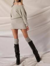 Promesa Off Shoulder Shimmer Sweater Dress Silver picture