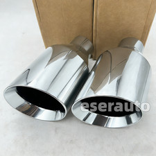 2X Dodge RT SRT RAM 5″ Big Silver Exhaust Tip 2.5″ Inlet Angle Cut Double Wall picture
