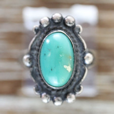 VINTAGE BELL TRADING POST BLUE STERLING SILVER 925 RING SZ 4.75 SOUTHWEST RETRO picture