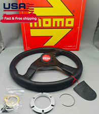 350mm 14' MOMO MonteCarlo Real Leather Thickened Spoke Sport Steering Wheel picture