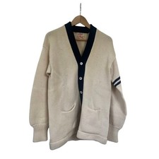 True Vintage 50s 60s Ace Sportswear Heavy Wool Letterman Sweater Cardigan picture