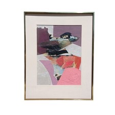 Abstract Mixed Media MCM Vtg Oregon Artist Patricia Beaton Dodd Painting Framed picture